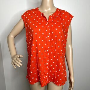 Old Navy Floral Orange Button Down Top